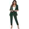 imageSweatyRocks Womens 2 Piece Solid Ruched Sleeve Blazer and Pants Business Office Suit SetDark Green