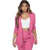 imageSweatyRocks Womens 2 Piece Solid Ruched Sleeve Blazer and Pants Business Office Suit SetHot Pink