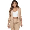 imageSweatyRocks Womens 2 Piece Solid Ruched Sleeve Blazer and Pants Business Office Suit SetKhaki
