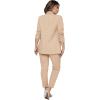 imageSweatyRocks Womens 2 Piece Solid Ruched Sleeve Blazer and Pants Business Office Suit SetKhaki