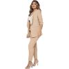 imageSweatyRocks Womens 2 Piece Solid Ruched Sleeve Blazer and Pants Business Office Suit SetKhaki