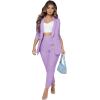 imageSweatyRocks Womens 2 Piece Solid Ruched Sleeve Blazer and Pants Business Office Suit SetLilac Purple