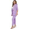 imageSweatyRocks Womens 2 Piece Solid Ruched Sleeve Blazer and Pants Business Office Suit SetLilac Purple