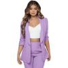 imageSweatyRocks Womens 2 Piece Solid Ruched Sleeve Blazer and Pants Business Office Suit SetLilac Purple
