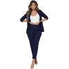 imageSweatyRocks Womens 2 Piece Solid Ruched Sleeve Blazer and Pants Business Office Suit SetNavy Blue