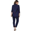imageSweatyRocks Womens 2 Piece Solid Ruched Sleeve Blazer and Pants Business Office Suit SetNavy Blue