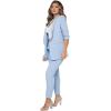 imageSweatyRocks Womens 2 Piece Solid Ruched Sleeve Blazer and Pants Business Office Suit SetPale Blue