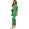 imageSweatyRocks Womens 2 Piece Solid Ruched Sleeve Blazer and Pants Business Office Suit SetPlain Green