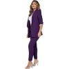 imageSweatyRocks Womens 2 Piece Solid Ruched Sleeve Blazer and Pants Business Office Suit SetPurple