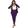 imageSweatyRocks Womens 2 Piece Solid Ruched Sleeve Blazer and Pants Business Office Suit SetPurple