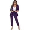imageSweatyRocks Womens 2 Piece Solid Ruched Sleeve Blazer and Pants Business Office Suit SetPurple