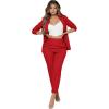 imageSweatyRocks Womens 2 Piece Solid Ruched Sleeve Blazer and Pants Business Office Suit SetRed