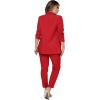 imageSweatyRocks Womens 2 Piece Solid Ruched Sleeve Blazer and Pants Business Office Suit SetRed