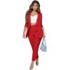 imageSweatyRocks Womens 2 Piece Solid Ruched Sleeve Blazer and Pants Business Office Suit SetRed