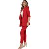 imageSweatyRocks Womens 2 Piece Solid Ruched Sleeve Blazer and Pants Business Office Suit SetRed