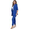 imageSweatyRocks Womens 2 Piece Solid Ruched Sleeve Blazer and Pants Business Office Suit SetRoyal Blue