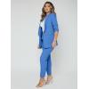 imageSweatyRocks Womens 2 Piece Solid Ruched Sleeve Blazer and Pants Business Office Suit SetSolid Blue