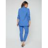 imageSweatyRocks Womens 2 Piece Solid Ruched Sleeve Blazer and Pants Business Office Suit SetSolid Blue