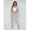 imageSweatyRocks Womens 2 Piece Solid Ruched Sleeve Blazer and Pants Business Office Suit SetSolid Grey