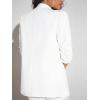 imageSweatyRocks Womens 2 Piece Solid Ruched Sleeve Blazer and Pants Business Office Suit SetSolid White