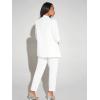 imageSweatyRocks Womens 2 Piece Solid Ruched Sleeve Blazer and Pants Business Office Suit SetSolid White