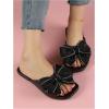 imageSweatyRocks Womens Bow Decor Open Toe Flat Sandals Single Band Solid Summer Slides on ShoesBlack