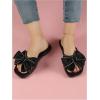 imageSweatyRocks Womens Bow Decor Open Toe Flat Sandals Single Band Solid Summer Slides on ShoesBlack