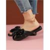 imageSweatyRocks Womens Bow Decor Open Toe Flat Sandals Single Band Solid Summer Slides on ShoesBlack