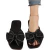 imageSweatyRocks Womens Bow Decor Open Toe Flat Sandals Single Band Solid Summer Slides on ShoesBlack