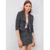 imageSweatyRocks Womens Business Suit 2 Pieces Tweed Blazer Jacket Coat and Skirt SetBlack 1