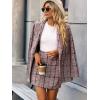 imageSweatyRocks Womens Business Suit 2 Pieces Tweed Blazer Jacket Coat and Skirt SetRed Black Plaid