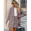imageSweatyRocks Womens Business Suit 2 Pieces Tweed Blazer Jacket Coat and Skirt SetRed Black Plaid