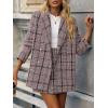 imageSweatyRocks Womens Business Suit 2 Pieces Tweed Blazer Jacket Coat and Skirt SetRed Black Plaid