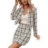 imageSweatyRocks Womens Business Suit 2 Pieces Tweed Blazer Jacket Coat and Skirt SetWhite Plaid
