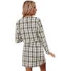 imageSweatyRocks Womens Business Suit 2 Pieces Tweed Blazer Jacket Coat and Skirt SetWhite Plaid