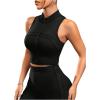 imageSweatyRocks Womens Casual 2 Piece Outfits Half Zip Crop Sleeveless Tops High Waisted Flare Pants Lounge Sets TracksuitBlack