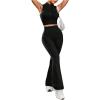 imageSweatyRocks Womens Casual 2 Piece Outfits Half Zip Crop Sleeveless Tops High Waisted Flare Pants Lounge Sets TracksuitBlack