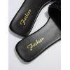 imageSweatyRocks Womens Casual PU Leather Flat Sandals Rhinestone Glitter Open Toe Slides Outdoor Flat SandalsBlack