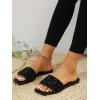 imageSweatyRocks Womens Casual PU Leather Flat Sandals Rhinestone Glitter Open Toe Slides Outdoor Flat SandalsBlack