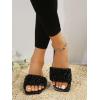 imageSweatyRocks Womens Casual PU Leather Flat Sandals Rhinestone Glitter Open Toe Slides Outdoor Flat SandalsBlack