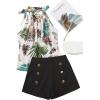 imageSweatyRocks Womens Floral Printed Summer Romper Boho Beach 2 Piece Outfits Top with ShortsWhite Black