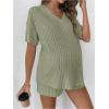 imageSweatyRocks Womens Maternity 2 Piece Outfits V Neck Short Sleeve Top and Elastic Waist Shorts SetArmy Green