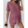 imageSweatyRocks Womens Maternity 2 Piece Outfits V Neck Short Sleeve Top and Elastic Waist Shorts SetBurgundy