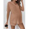 imageSweatyRocks Womens Maternity 2 Piece Outfits V Neck Short Sleeve Top and Elastic Waist Shorts SetKhaki