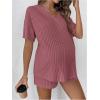 imageSweatyRocks Womens Maternity 2 Piece Outfits V Neck Short Sleeve Top and Elastic Waist Shorts SetRusty Rose