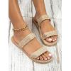 imageSweatyRocks Womens Open Toe Braided Slide Linen Sandal Double Straps Beach Flat SandalsKhaki
