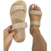 imageSweatyRocks Womens Open Toe Braided Slide Linen Sandal Double Straps Beach Flat SandalsKhaki