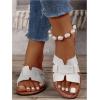 imageSweatyRocks Womens Open Toe Flats Sandals Cut Out Slip on Summer Trendy Slide SandalsWhite