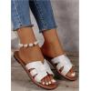 imageSweatyRocks Womens Open Toe Flats Sandals Cut Out Slip on Summer Trendy Slide SandalsWhite
