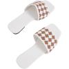 imageSweatyRocks Womens Open Toe Slide Sandals fashion Slides Plaid Slip On Flat SandalsWhite